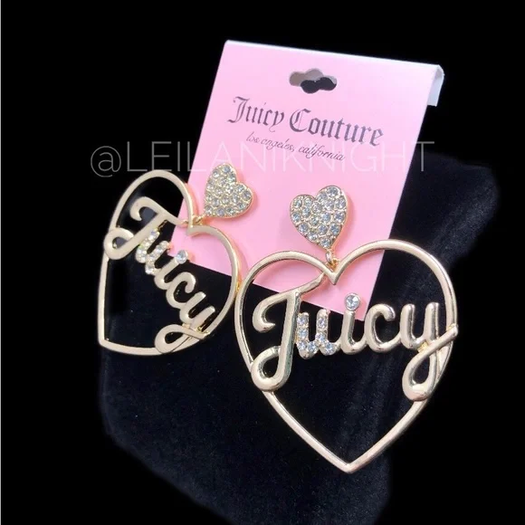 Juicy Couture GT Crystal Heart Logo Earrings - Picture 5 of 9